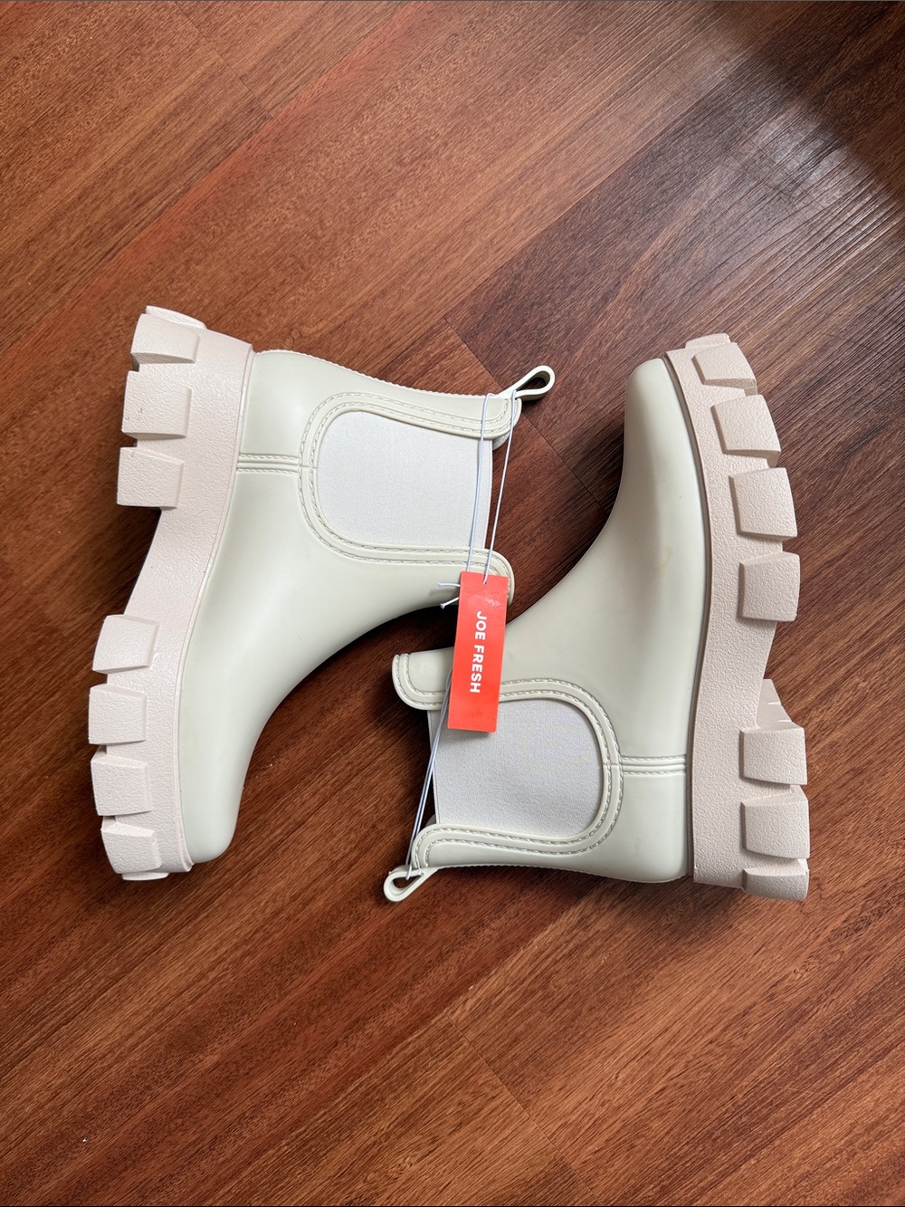 Joe Fresh Cream Lug-Sole Chelsea Ankle Boots